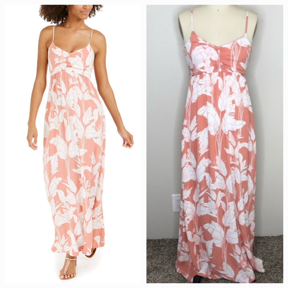 Roxy Peach and White Floral Maxi Dress